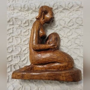 J. Delice Carved Wood Sculpture Signed Home Art Decor Accent  Woman